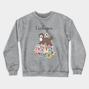 White and Chocolate Brown Cockapoo Mama 2 Crewneck Sweatshirt